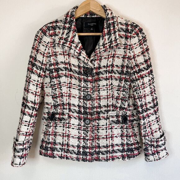 Talbots Tweed Wool Blend Blazer Jacket Size 6P - Picture 1 of 7